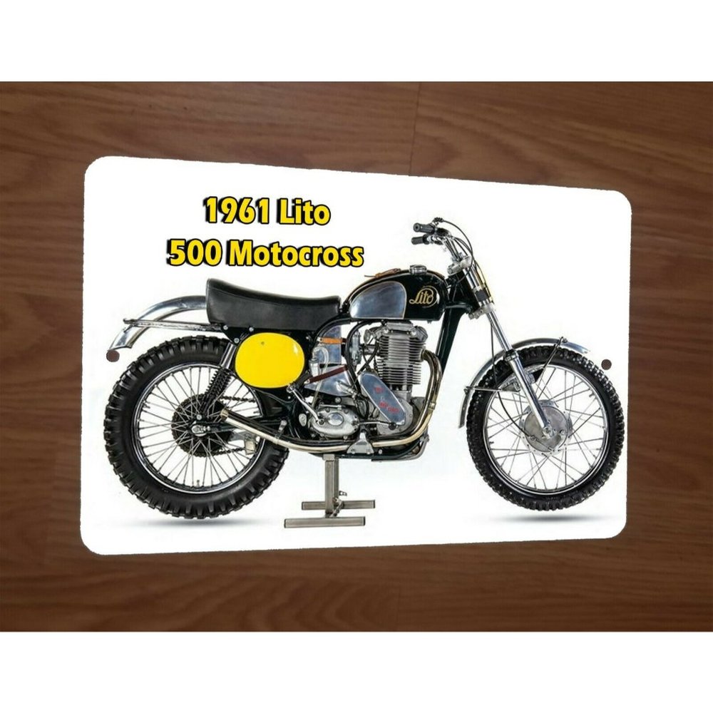 1961 Lito 500 Motocross Motorcycle Dirt Bike 8x12 Metal‎ Wall Sign